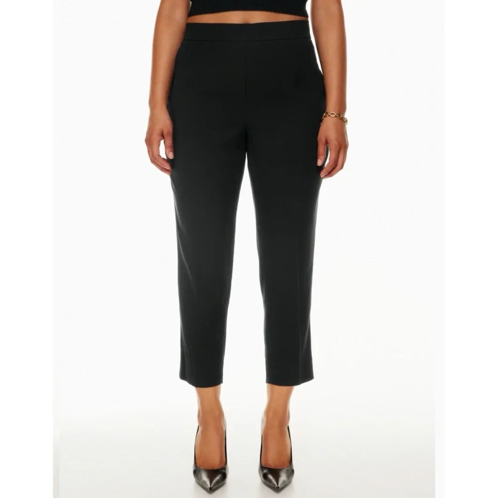 Aritzia Babaton Conan Cropped Pant Crepe Trousers Mid Rise Pull On Slim Leg - Picture 2 of 7